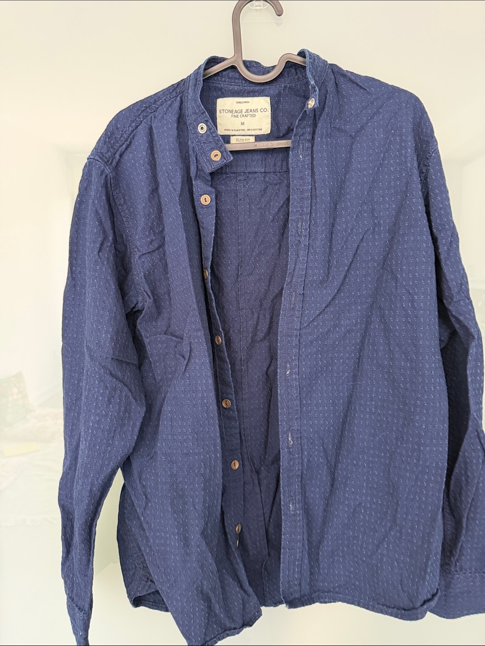 Men's Indigo Textured Button-Down Shirt
